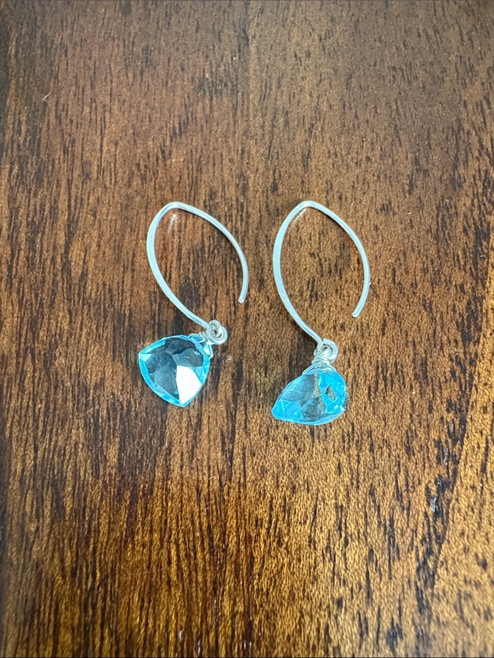 Preloved Silver and Aqua Crystal Teardrop Hook Earrings